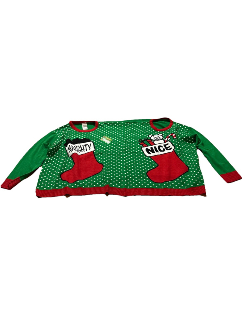 Naughty & Nice Ugly Christmas Sweater For Two 2 Person Double Sweater XL NWT